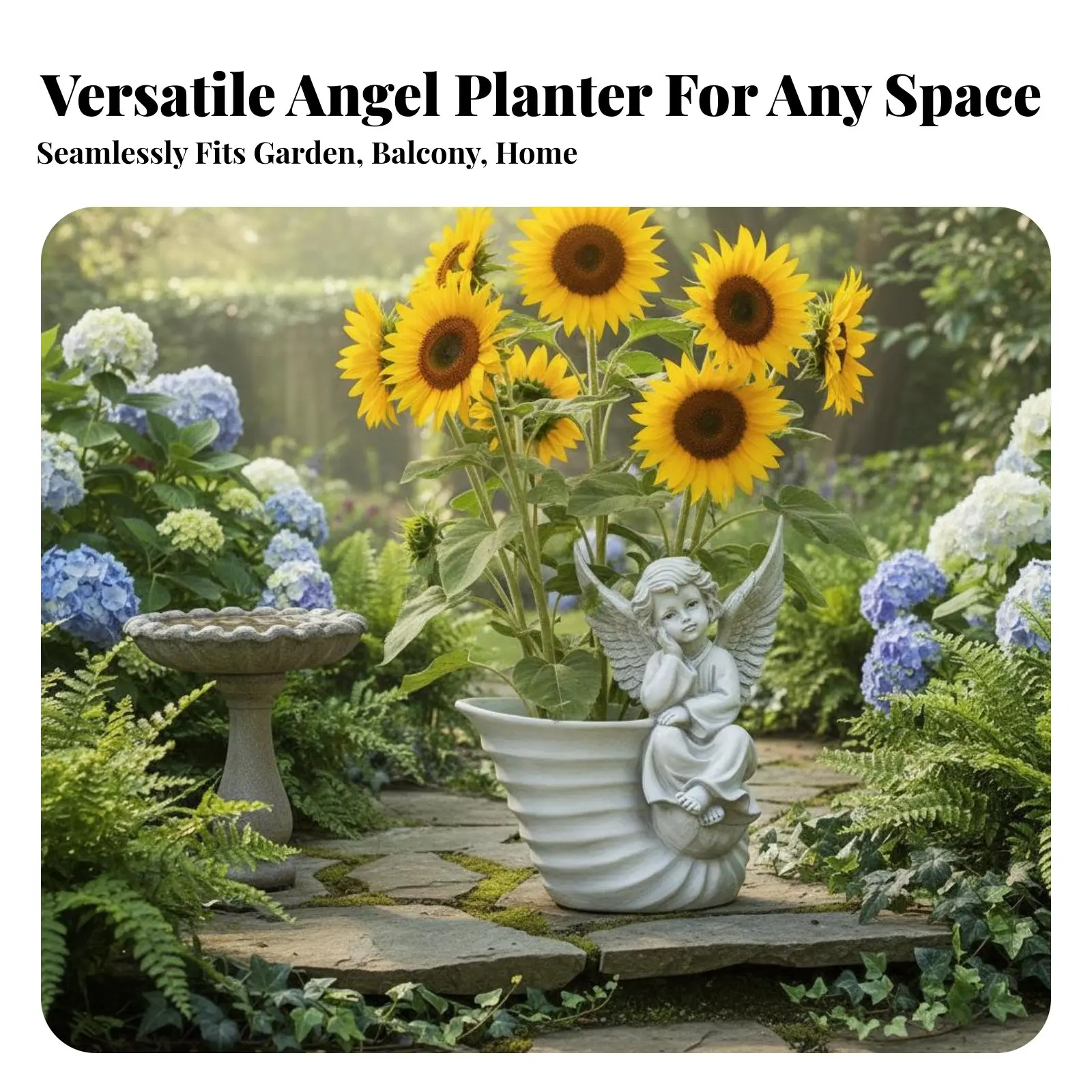 Angel Statue Planter Elegant Design Angel Statue Flowerpot Resin Sculpture Pot for Balcony, Patio, Porch