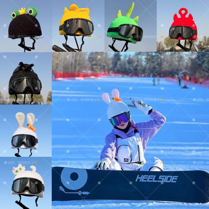 Ski Warm Helmet Cover for Women Men, Cute Knitted Snowboard Helmet Cap, Washable Outdoor Sports Helmet Accessories