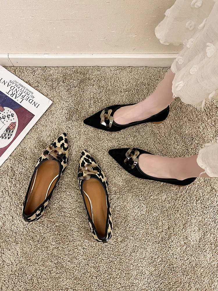 Women\'s Shoes Pumps Spring 2022 New Pointed Toe Leopard Print Mid-heel Shoes Women Heels