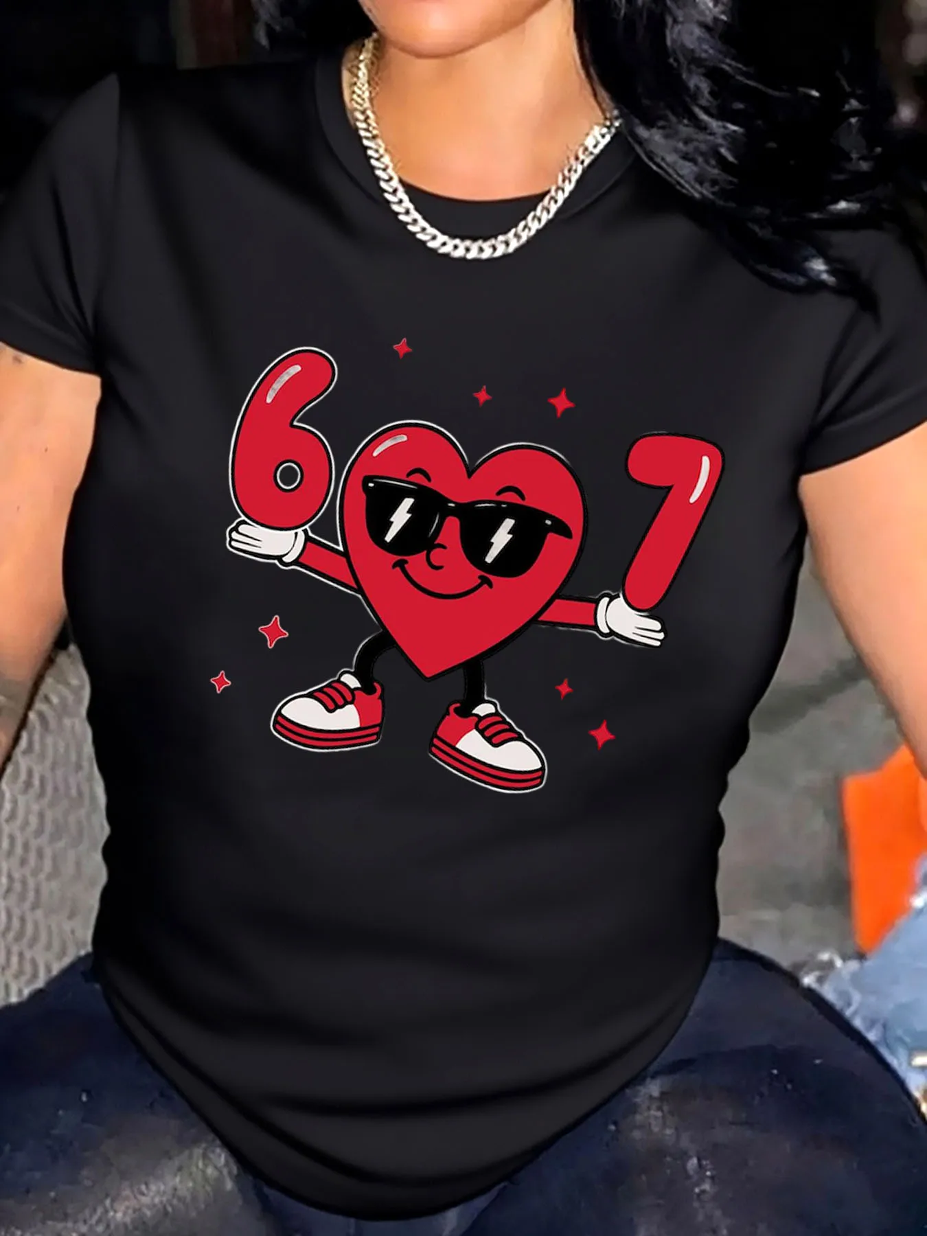 

Женская футболка больших размеров с принтом Valentine Heart 607, уличная одежда