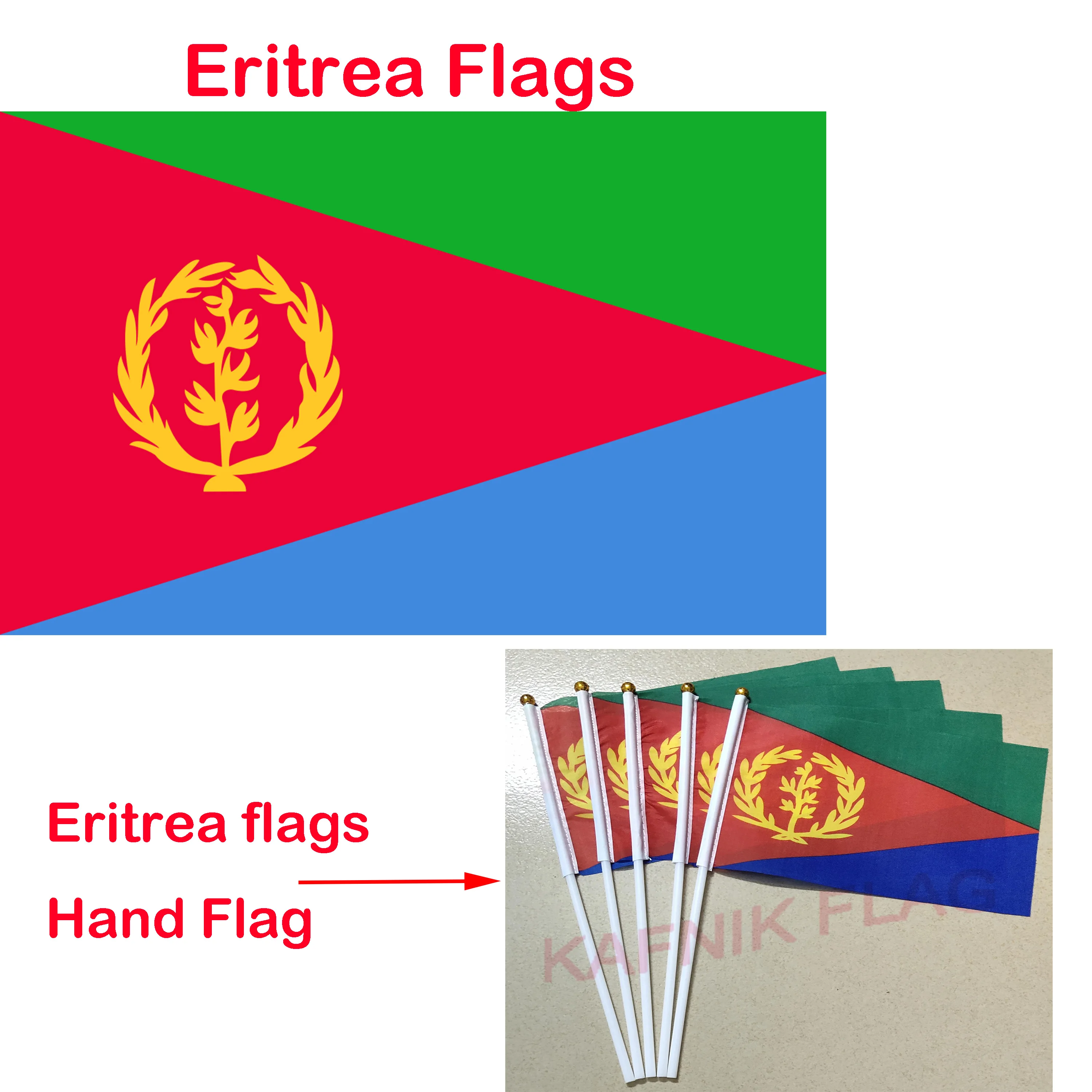 KAFNIK,World Flying Natioal Flag Eritrea flags And Banners 3*5ft/14*21cm Hand flag Decoration Outlast Banner