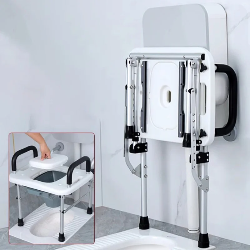 New Elderly Squatting Sitting Dual-use Toilet Wall Mounted Toilet Folding Toilet Seat Armrest Rack Handrail Bed Safety 욕실용품