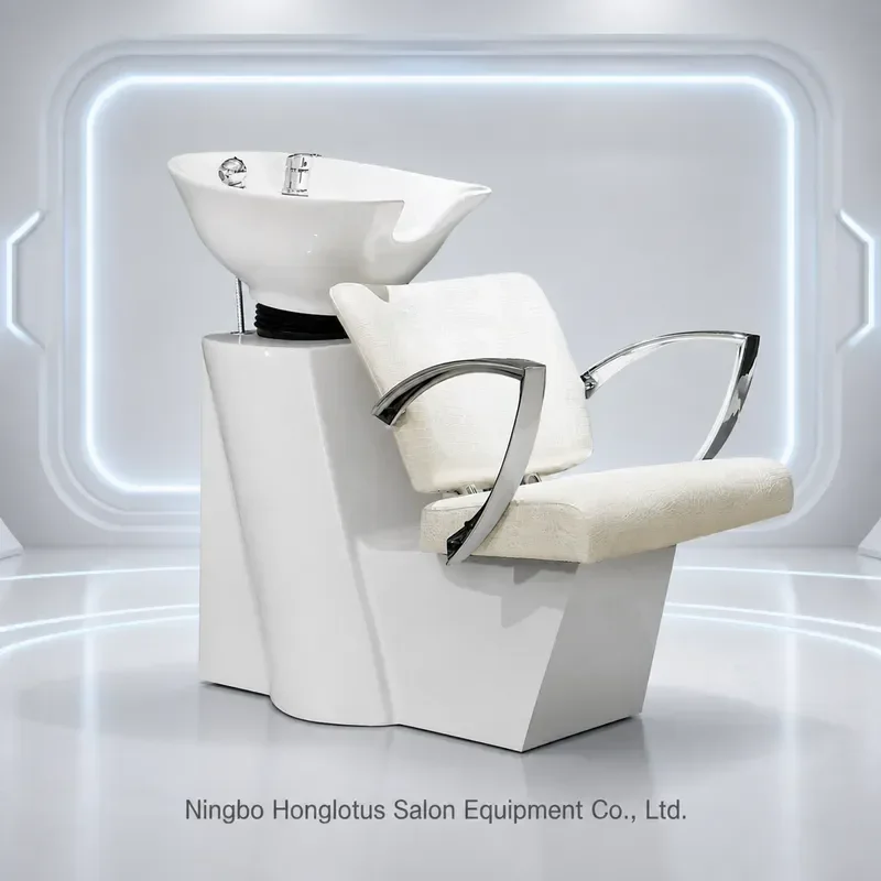 Semi Reclining Shampoo Bed for Hair and Barber Shop Seated Wash Chair with Punch Hole Design Professional Beauty