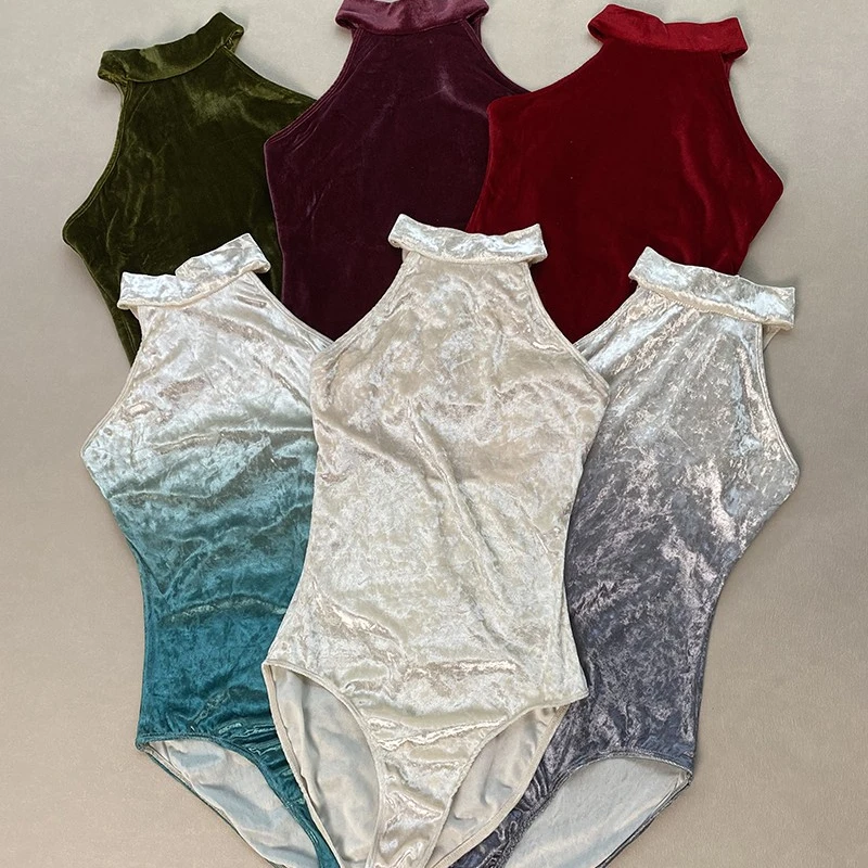 Velvet Halter Ballet Leotard Gymnastic Bodysuit girls ballet dance costume ballerina women dancewear adult ballet dance leotard