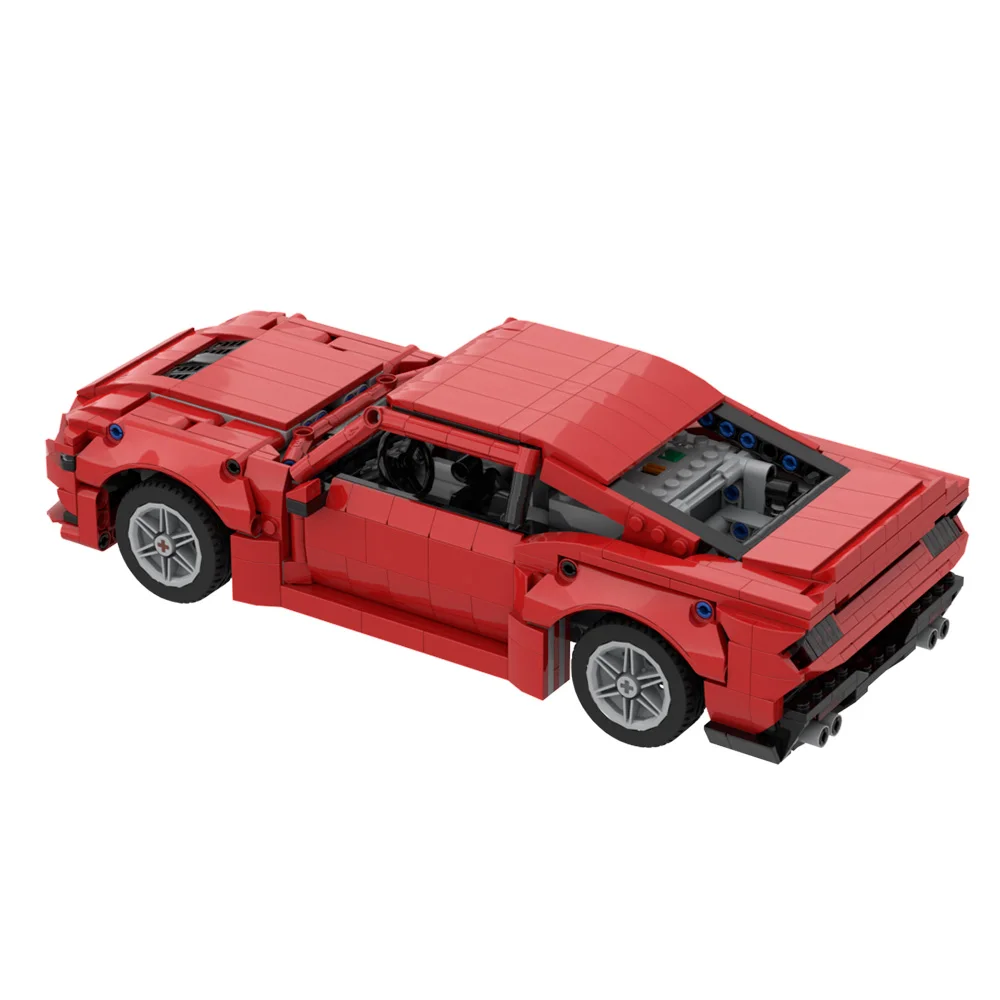 Gobricks moc carro esportivo vermelho 2024 mustangs gt blocos de construção modelo carro de corrida de estrada tijolos diy brinquedo montado crianças menino presente