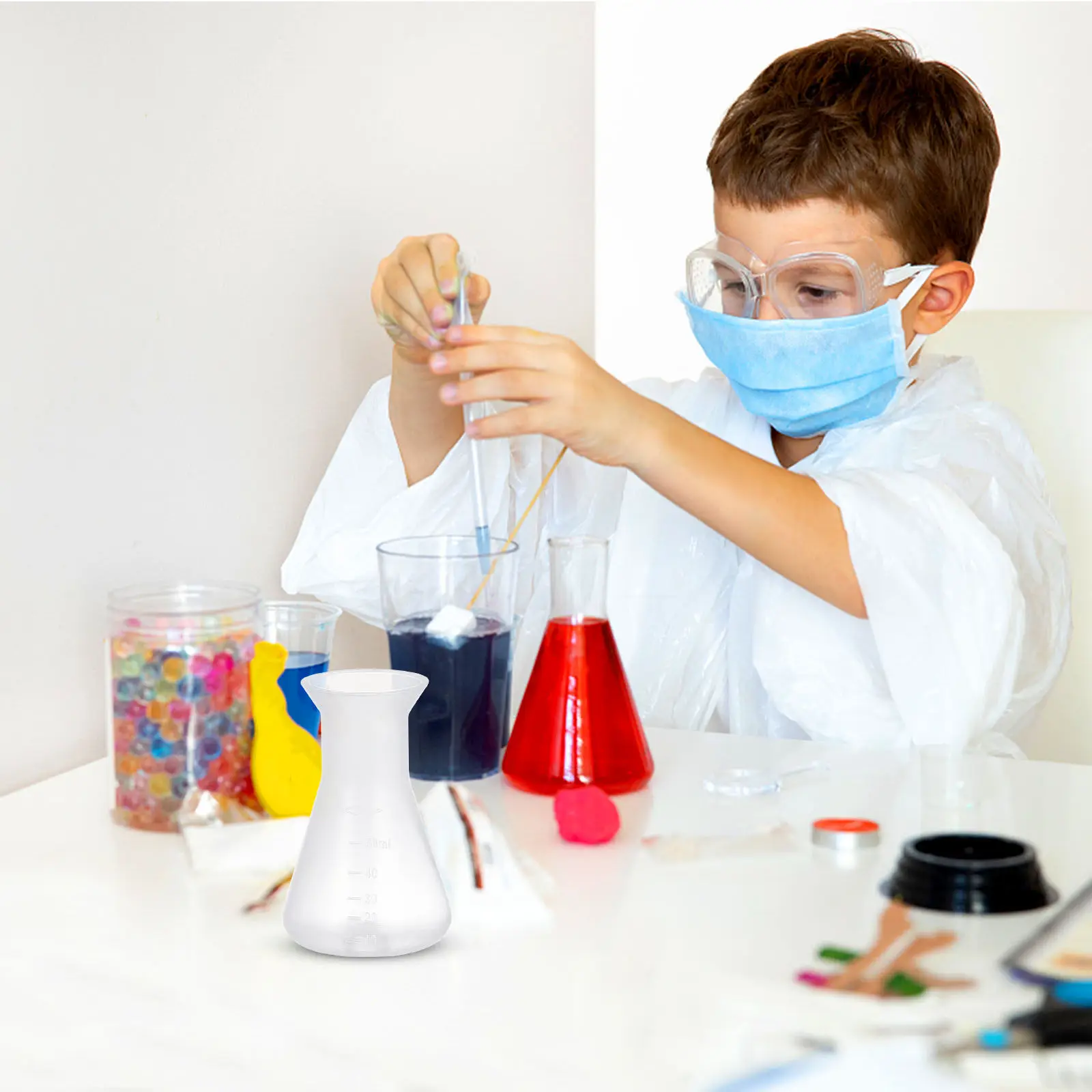 5 pcs Glass Lab Flask Conical Laboratory Chemistry Plastic Erlenmeyer Halloween Christmas New Year Plastic Laboratory Flask