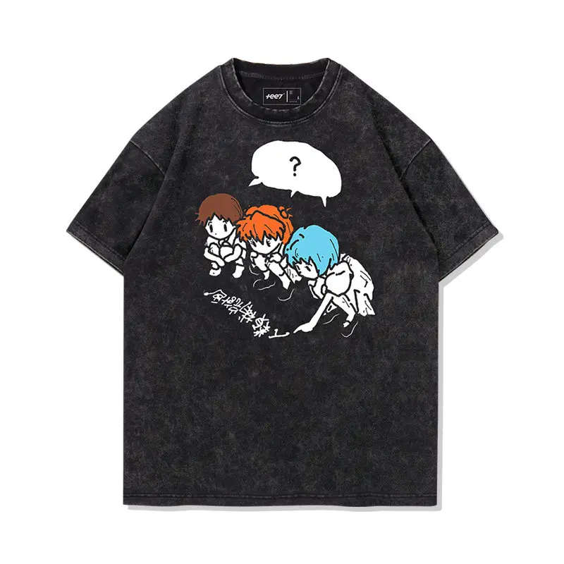 Neon Genesis Evangelion Japan Anime EVA Shinji Ikari Men's and Women's TShirt Cotton Washed Old Retro Y2K Harajuku Short Sleeve