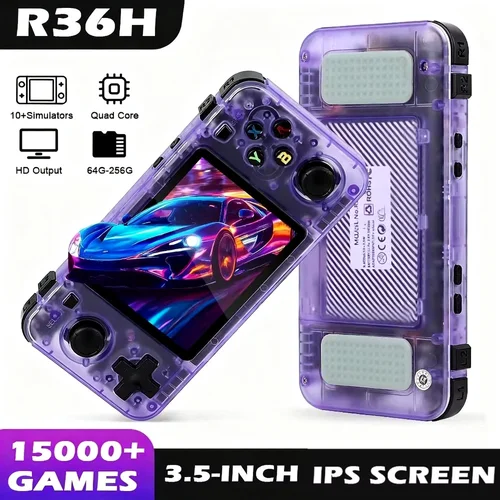 Consola de juegos portátil R36H, pantalla IPS de 3,5 pulgadas, reproductor de videojuegos Retro Linux, 3000 mAh, 128G, más de 20000 juegos clásicos