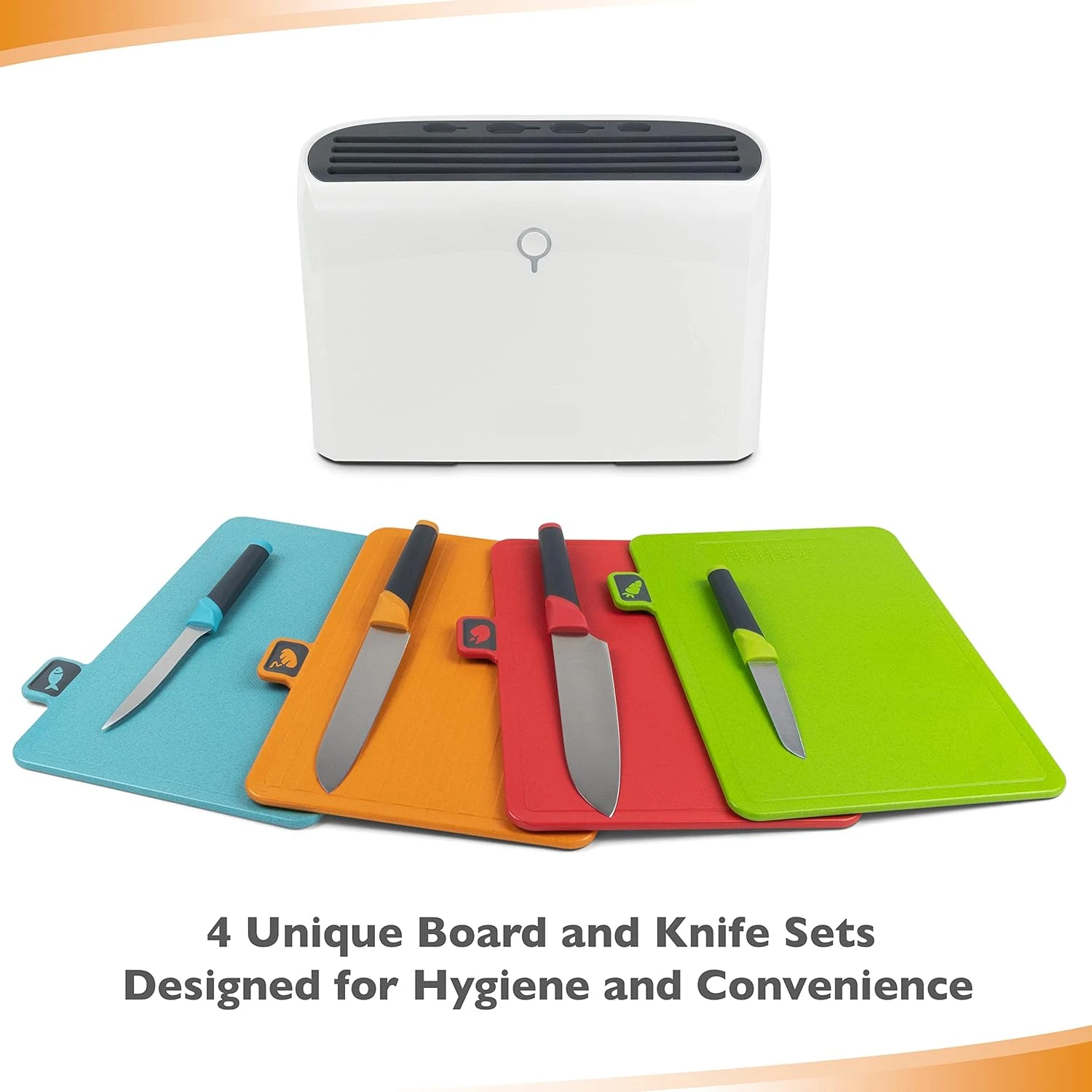 Smart Cutting Board and Knife Set Self Cleaning Cutting Board Set with 4 Color Cutting Boards,4 Knives - Drying Holder Organizer