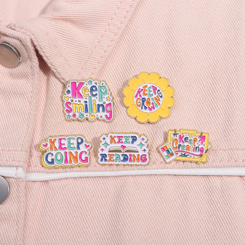 Colorful Creative Artboard Enamel Pins Custom Keep Smiling Keep Creating Brooches Lapel Badges Funny Jewelry Gift for Friends