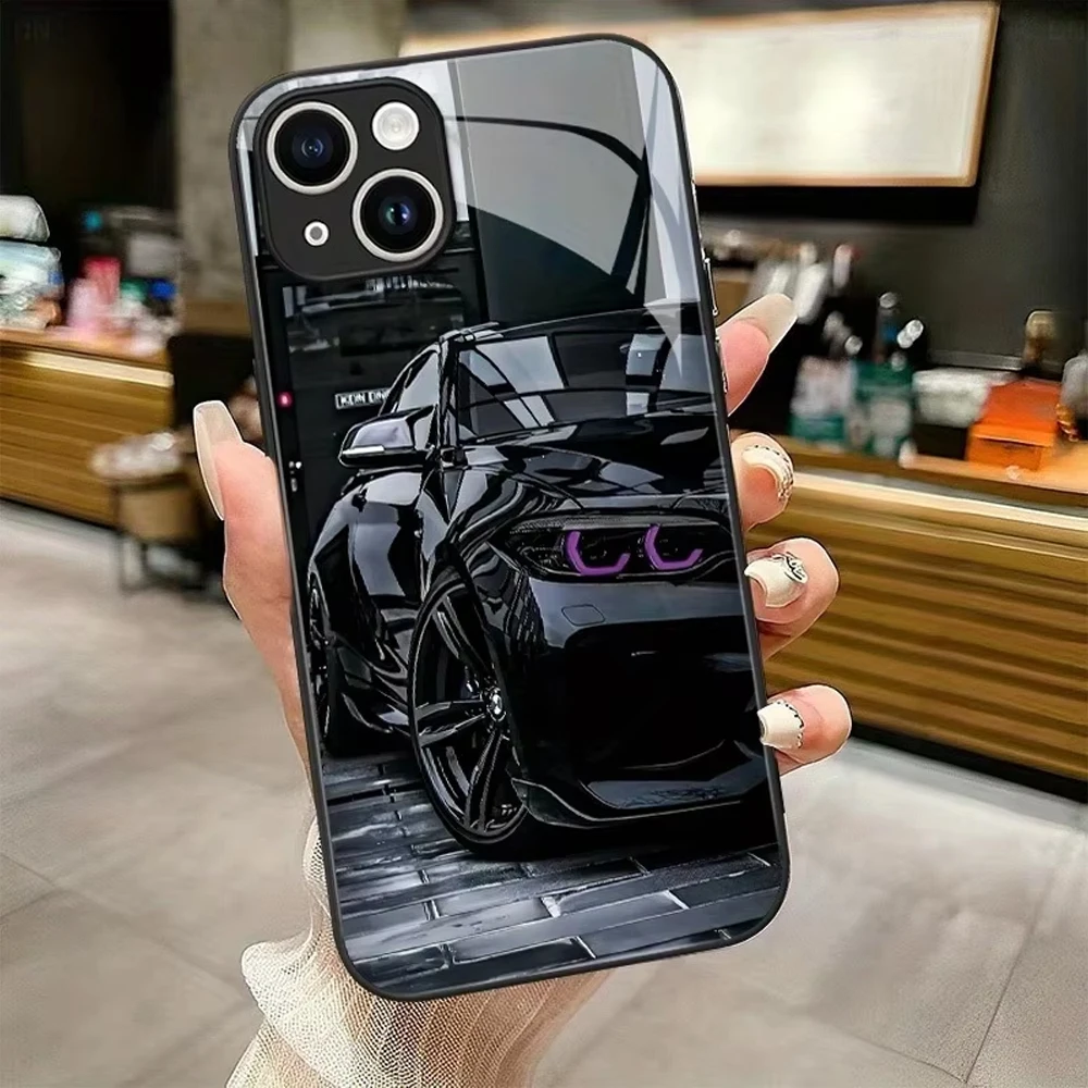 Black Car Purple Light Phone Case for OPPO Realme 16 15T P3 5 8 8i 9i 10 11 14 15 Pro Plus C21Y C35 C53 C55 Ultra 5G Glass Frame