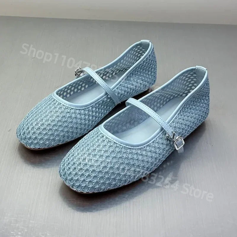 

Comfortable Mesh Breathable Ballet Flats Women Fashion Round Toe Buckle Brand Designer Shoes Elegant Fashion Mary Jane Shoes