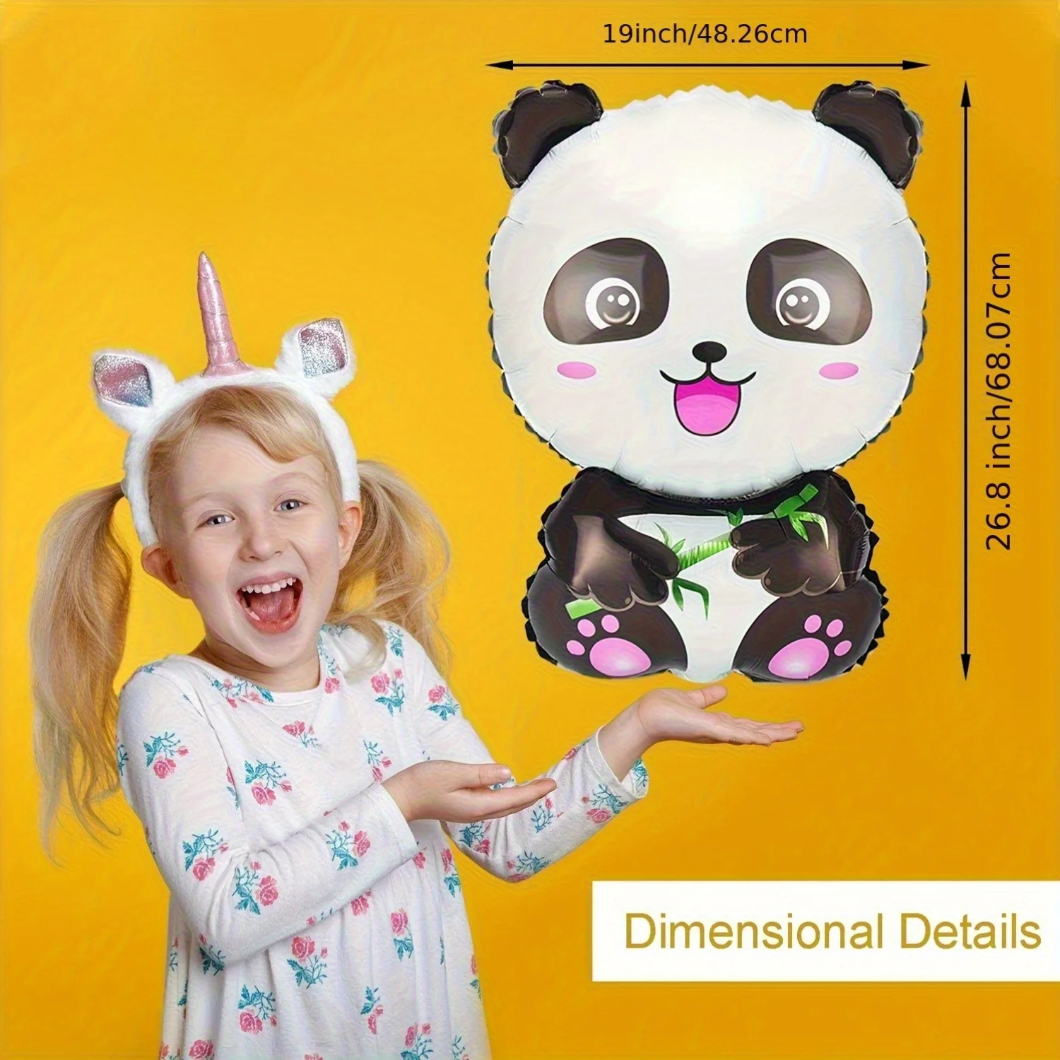 2 Pcs Panda Large Mylar Foil Balloons Jungle Safari Animals Theme Birthday Party Decorations Kids Gift Shower Decor Supplies view 3