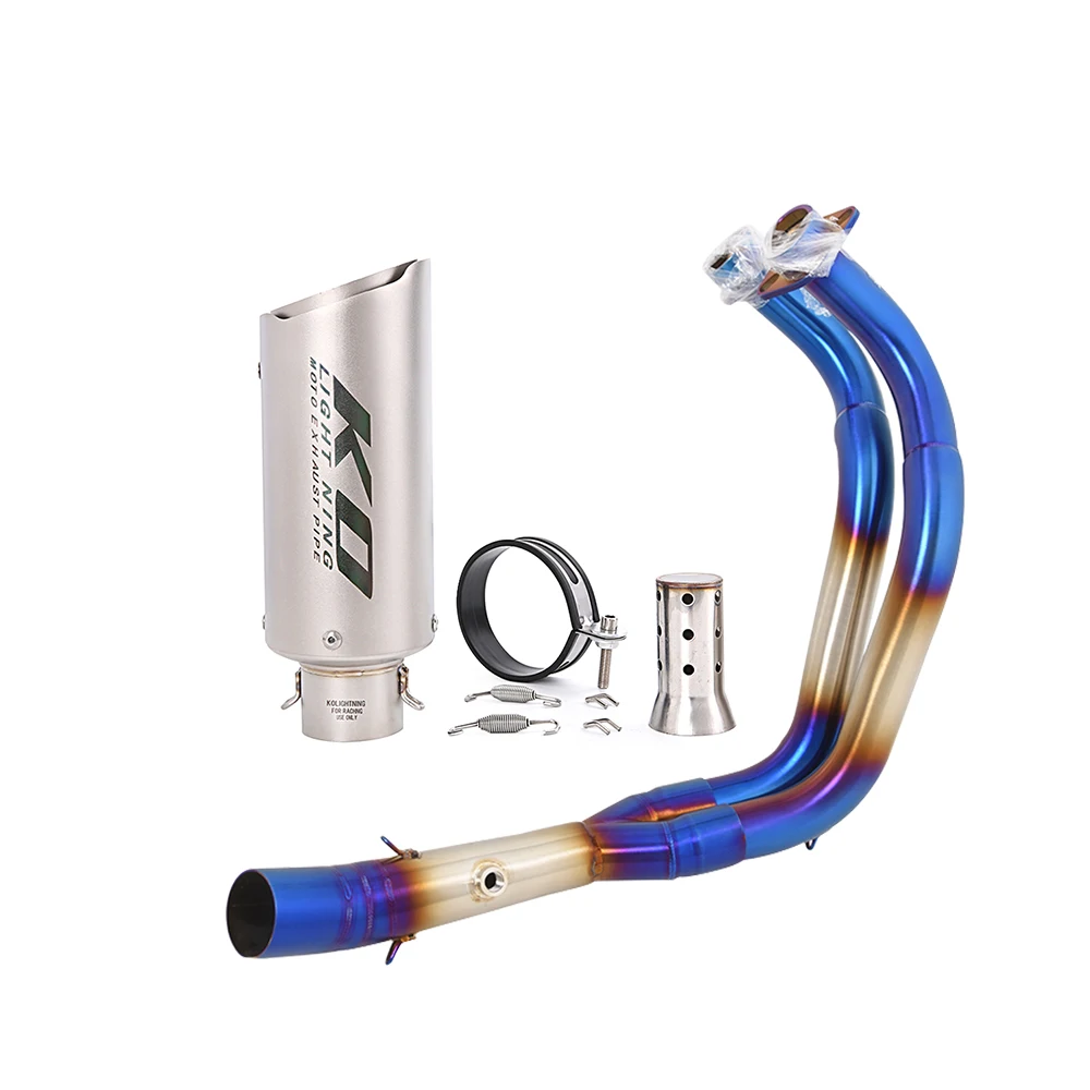 For Yamaha MT07 FZ07 2014-2024 YZF-R7 2021-2025 Blue Motorcycle Full Exhaust Espace System Header Pipe With DB Killer