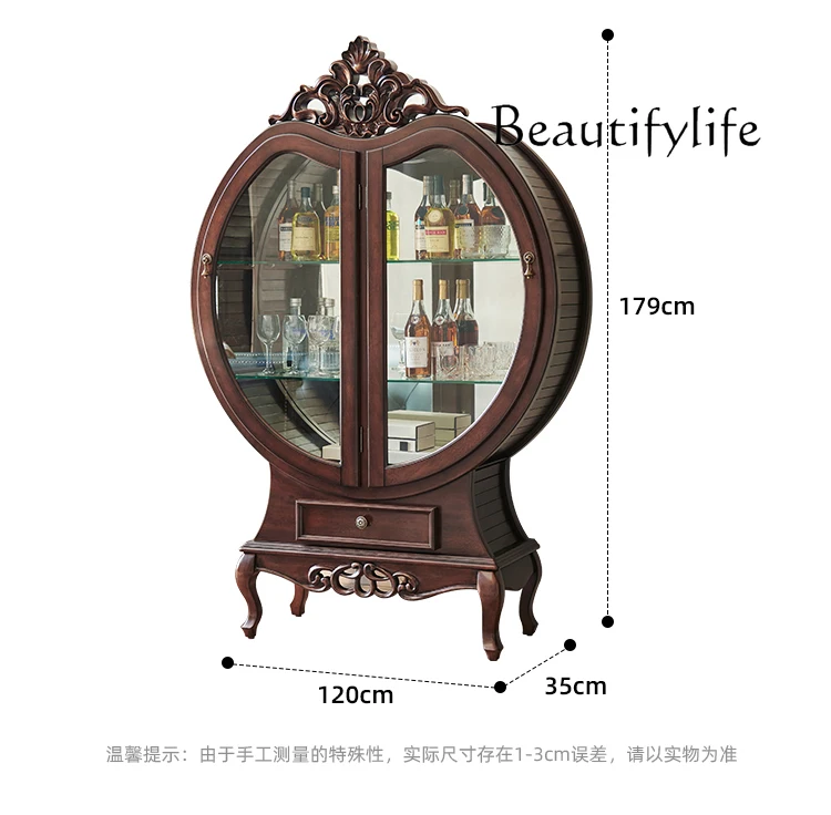 

New American solid wood wine cabinet European glass display cabinet designer living room high-end decoration