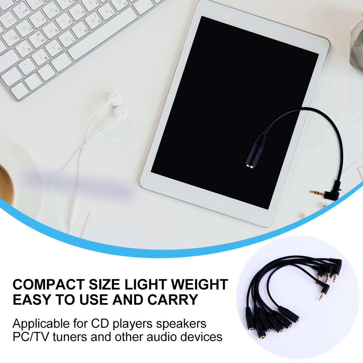 

6pcs Audio Adapter Cable 2.5mm Male to 3.5mm Female Earphone Extension Headphone Molded Connectors Compact Lightweight
