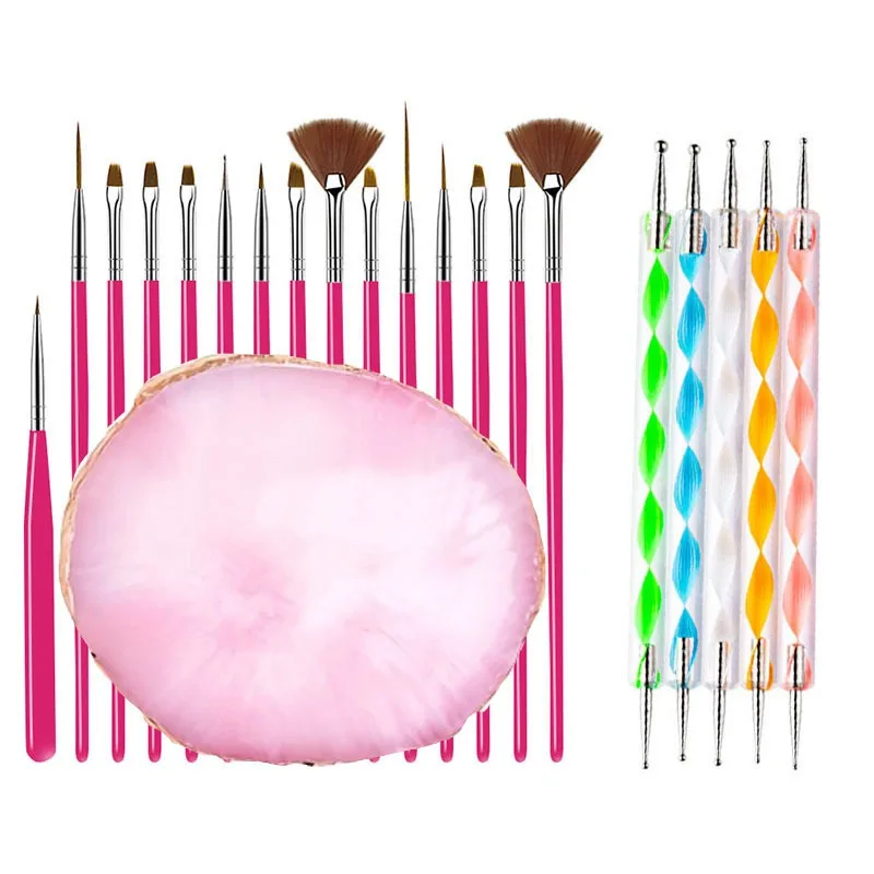 Set de 21 pinceles profesionales para arte de uñas, punta de diseño, para acrílico, gel UV, líneas, pintura, dibujo, tallado, punteado, herramienta DIY 5