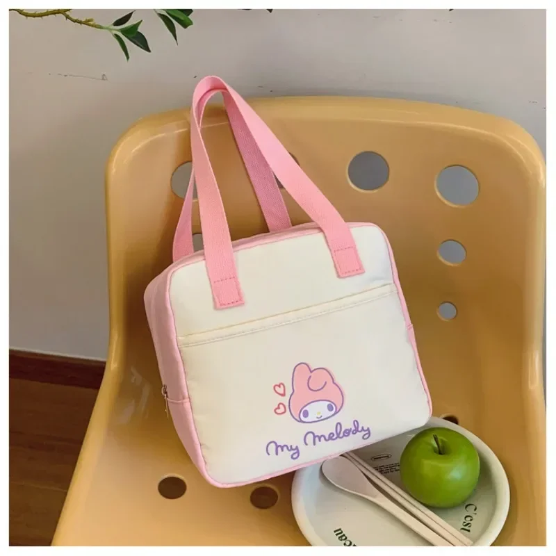 

Sanrioed New Cute Cinnamoroll Kuromi Melody Insulated Lunch Bag Portable Lunch Box Cartoon Pattern Student Commuter Lunch Bag