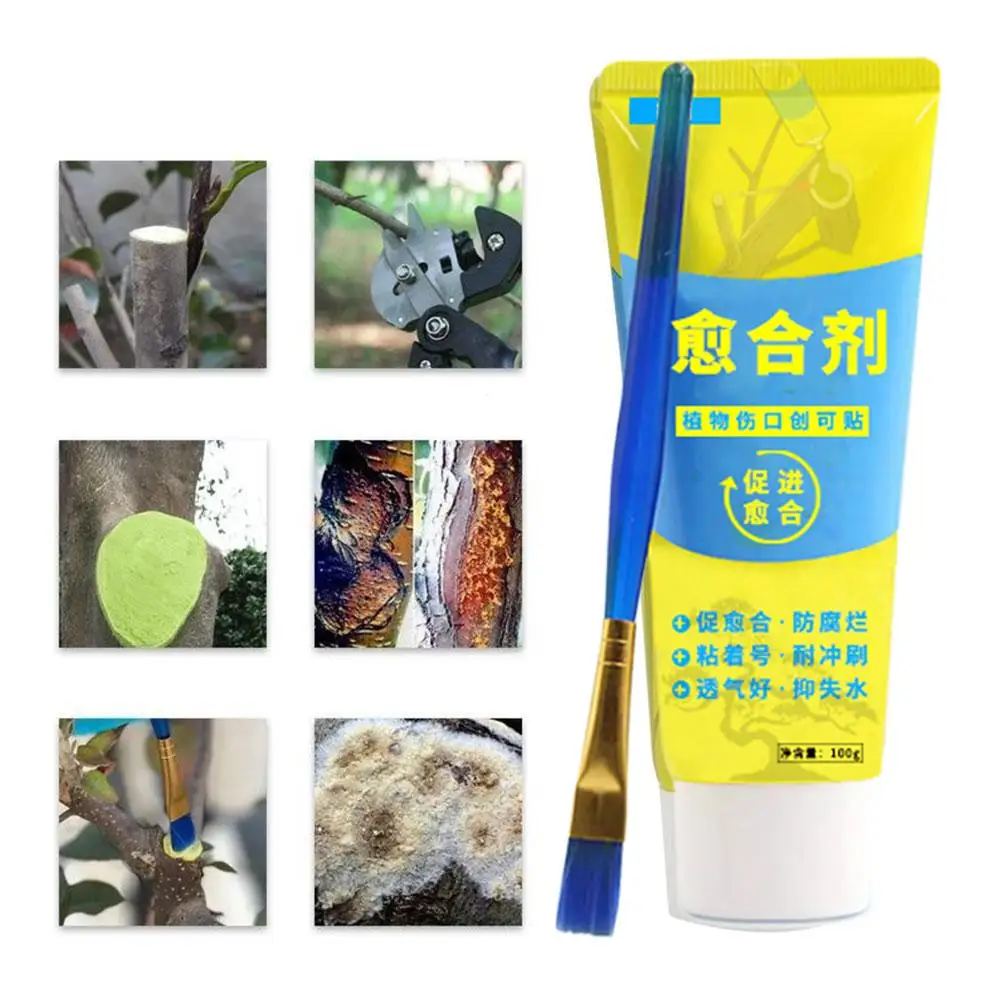 Pruning Sealer Pruning Compound Sealer With Brush Bonsai Wound Healing Agent Plant Pruning Heal Paste Tree Grafting Wound 100g