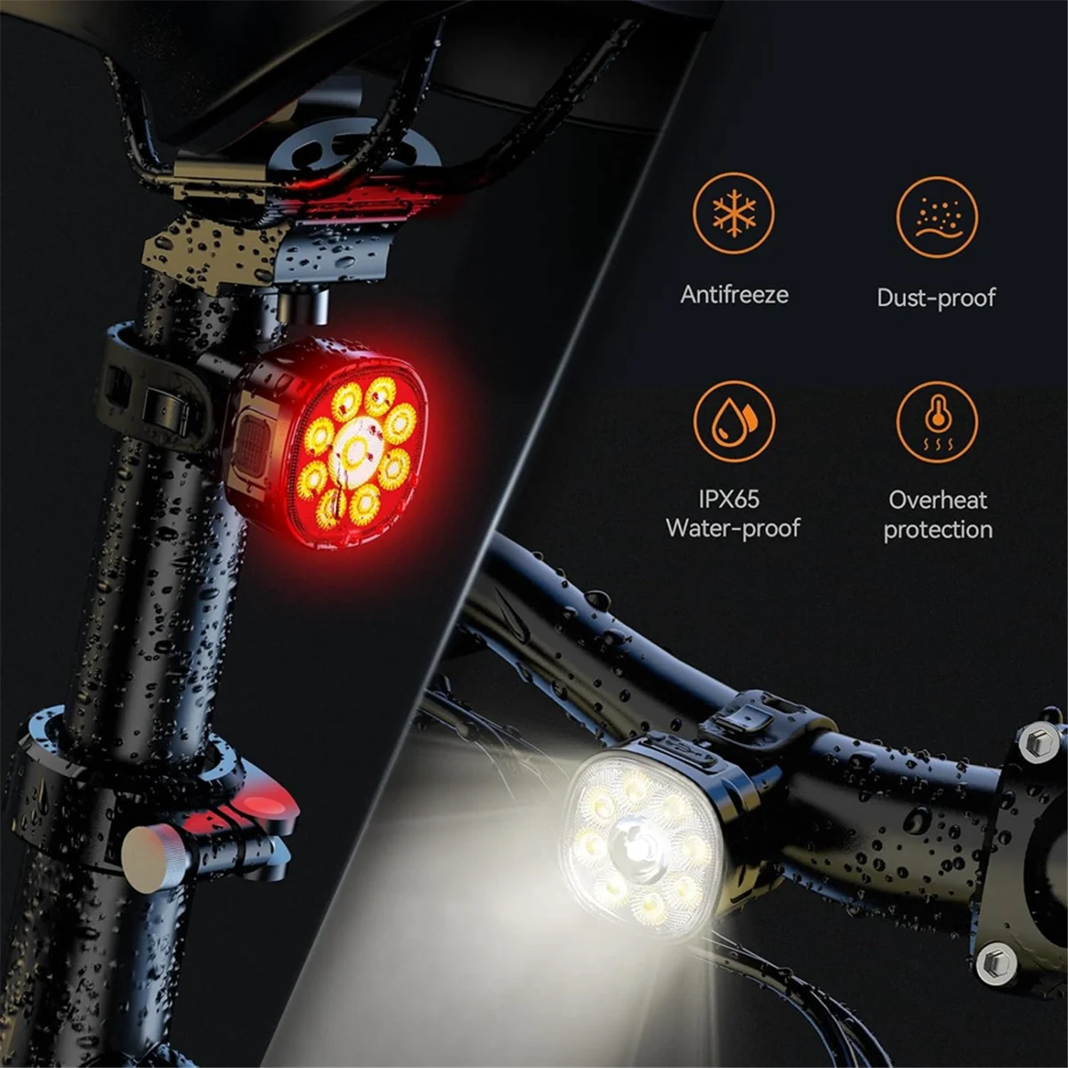 Bike Lights [4+6 Modes], USB Rechargeable Bike Lights Front & Back, IP65 Waterproof Bicycle Lights for Road Mountain