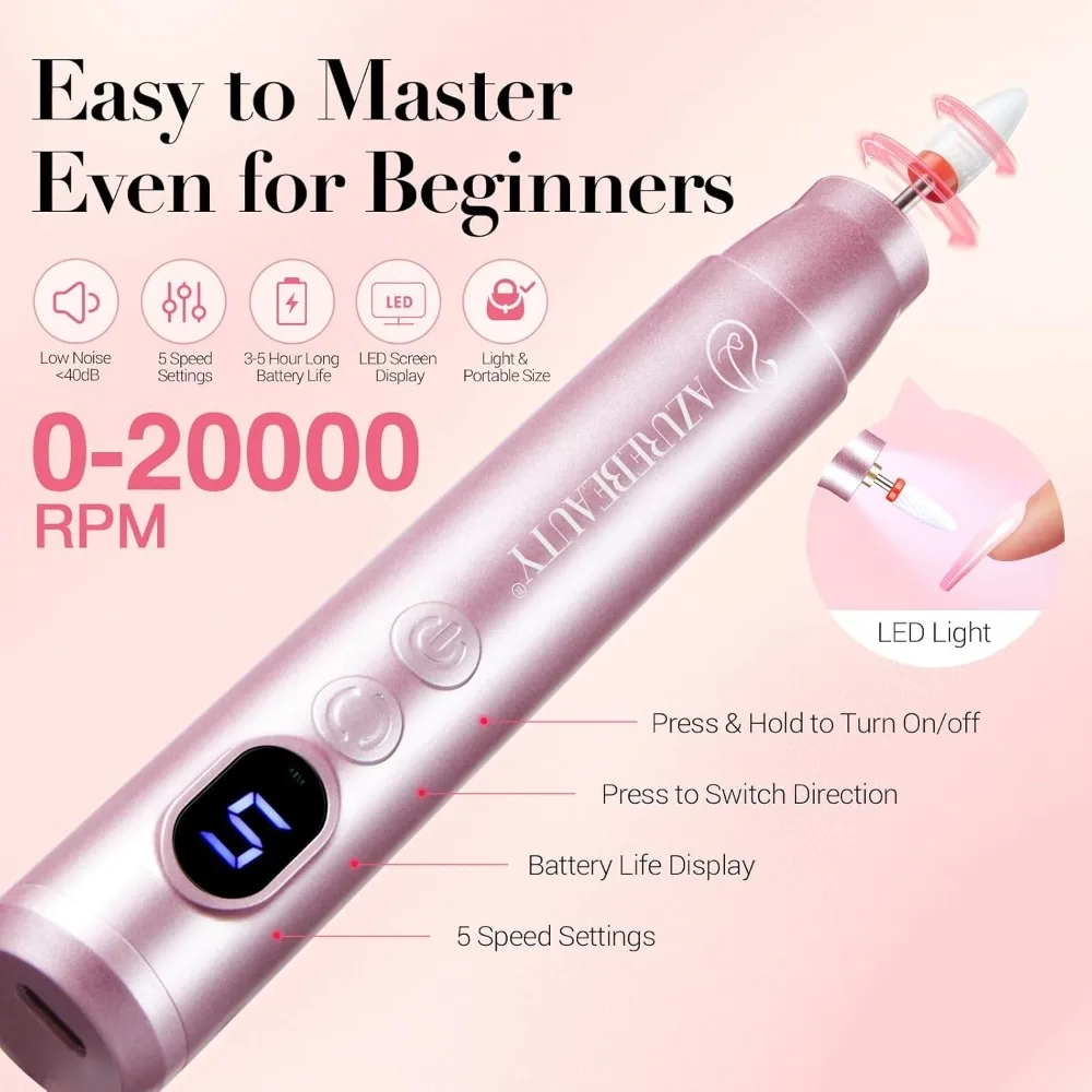 Dip-Puder-Nagelset mit elektrischem Nagelbohrer, 24-Farben Nude Pink Glitter Powder Tragbare Maniküre French Nail Art Essential Set