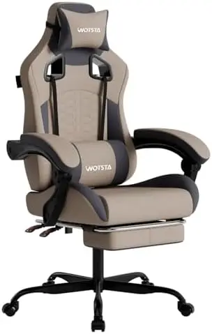 Cadeira Gamer com Massagem, Cadeira Ergonômica para PC com Apoio para os Pés, Apoio de Cabeça Confortável e Suporte Lombar, Encosto Alto