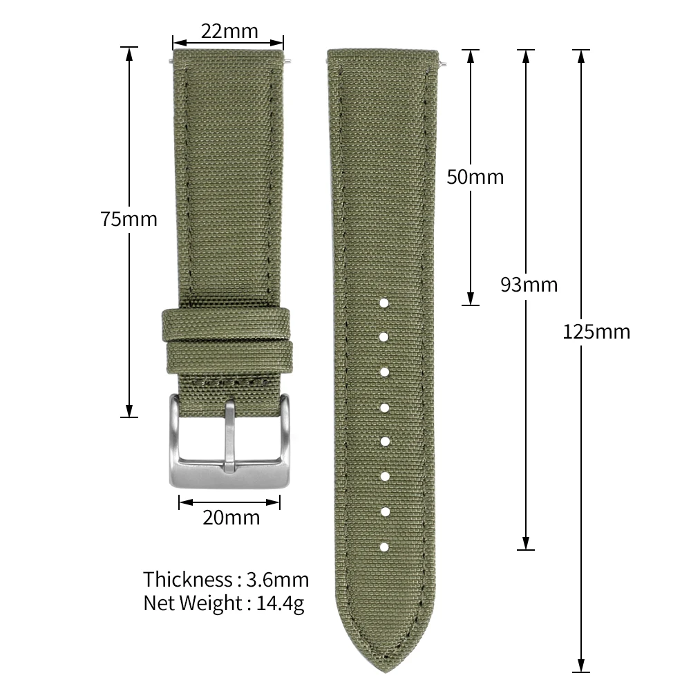 20mm 22mm Segeltuch-Nylon-Uhrenarmband für Omega, Seiko, Rolex Sportgürtel Schnellverschluss Universelles Zweiseitiges Nylon-Armband – Detail 4