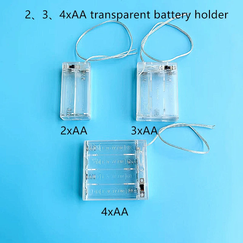 2、3、4x AA 3V 4.5V  Battery Holder AA Battery Box With Switch New AA Battery Case With Line Transparent with Lead Transparent Box