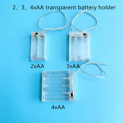 Caixa Suporte de Bateria AA com Interruptor, Caixa de Bateria com Linha, Transparente com Chumbo, Novo, 2, 3, 4x, AA, 3V, 4.5V