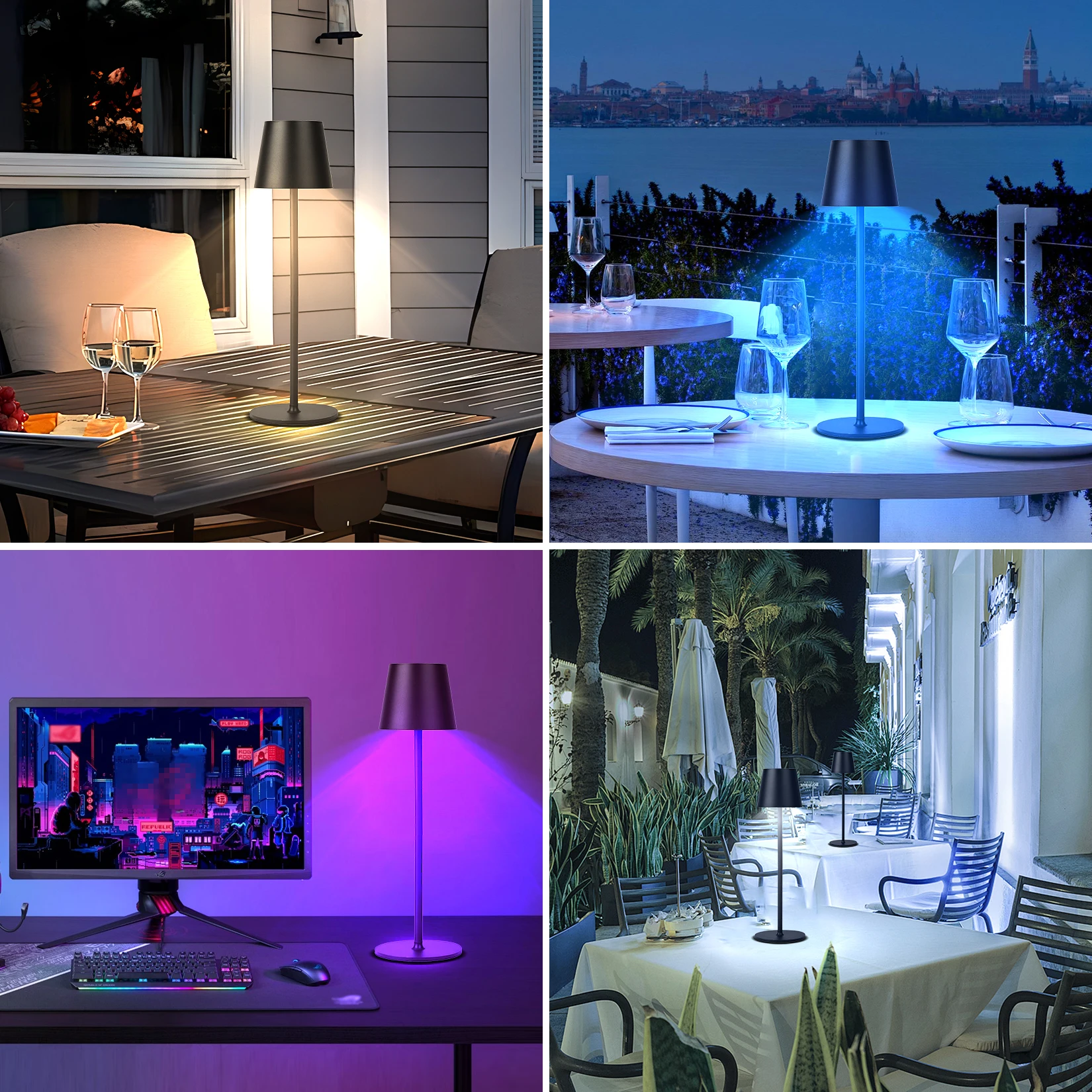 Dimming LED Table Lamp RGB Atmosphere Ambient Lamps Bedroom Restaurant Aluminum Wireless Study Lights USB Charging Desk Lights