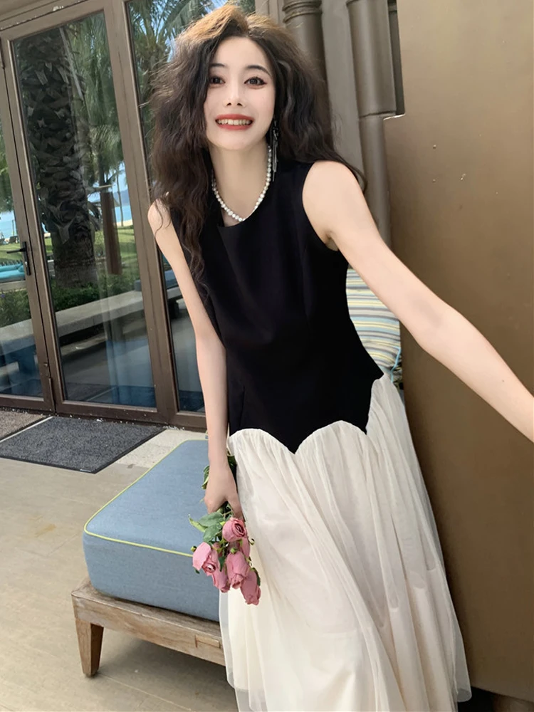 Mode douce plage vacances longue Robe d'été femmes élégant vacances gilet balançoire Maxi Robe femme Date robes vêtements de rue