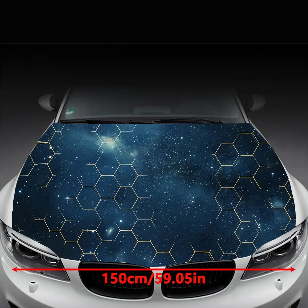 Hexagonal Starry Sky at Night Car Hood Wrap Color Vinyl Sticker Truck Graphic Bonnet DIY Auto Accessories Decoration Decal Gift