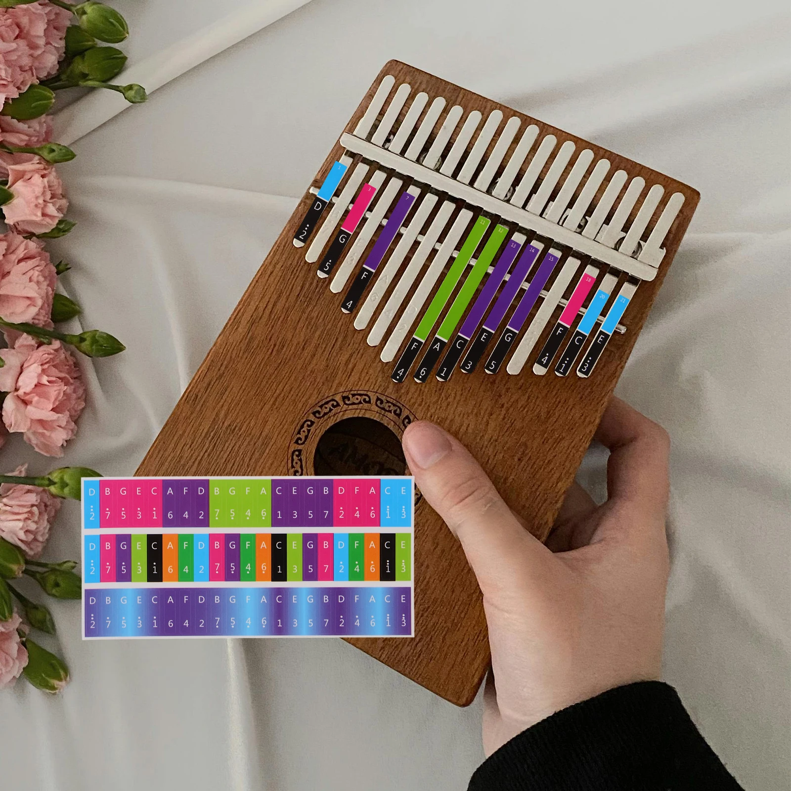 

Keyboard Stickers Musical Note Kalimba Scale Universal Plastic Thumbs Piano Decals