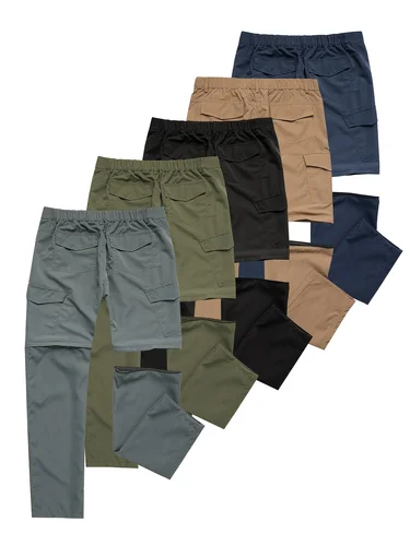 Imagen 2 del producto Pantalones de senderismo para hombre, pantalones convertibles, adecuados para pescar, correr, pantalones Cargo con cremallera, pantalones de trabajo duraderos