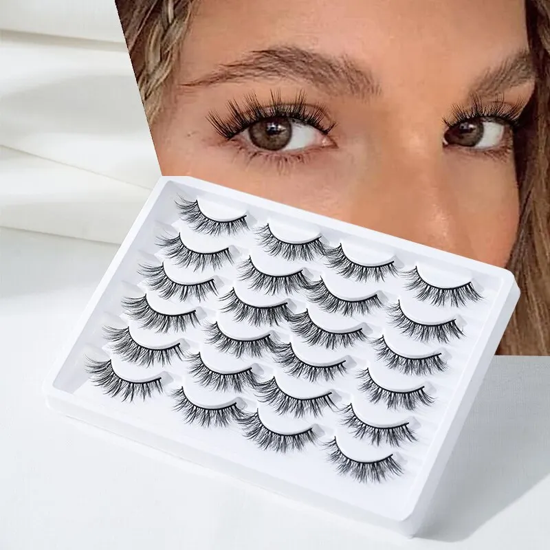 12 Pairs of Mass-produced Natural Slender Fish Tail Crossed False Eyelashes 15mm