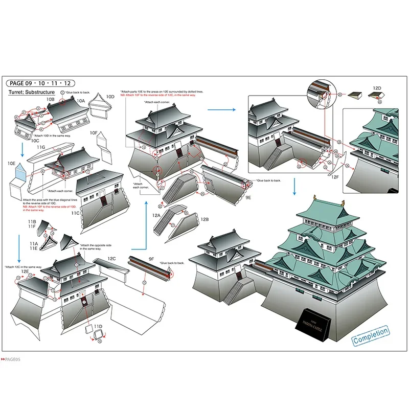 Japan Nagoya Castle Folding Mini 3D Paper Model House Papercraft DIY Art Origami Building Teens Adult Craft Toys QD-186