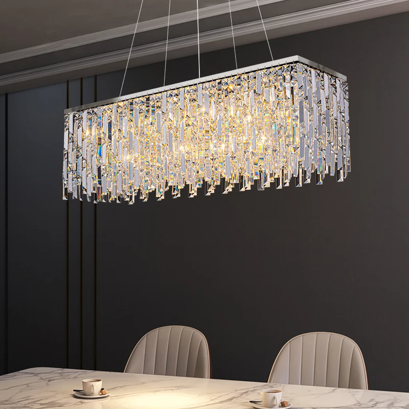 Modern Luxury Crystal Chandelier Living Room 2022 Dining Rectangle Kitchen Hanglamp Bedroom Round Crystal Led Lights New Luster