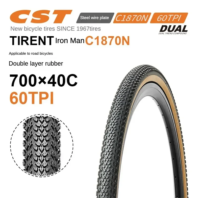 Cst Zhengxin Road Bike Outer Tire Bicycle Tire Retro Yellow Edge 700*25 28 40c Puncture-Proof Double Sizing Materials Tire