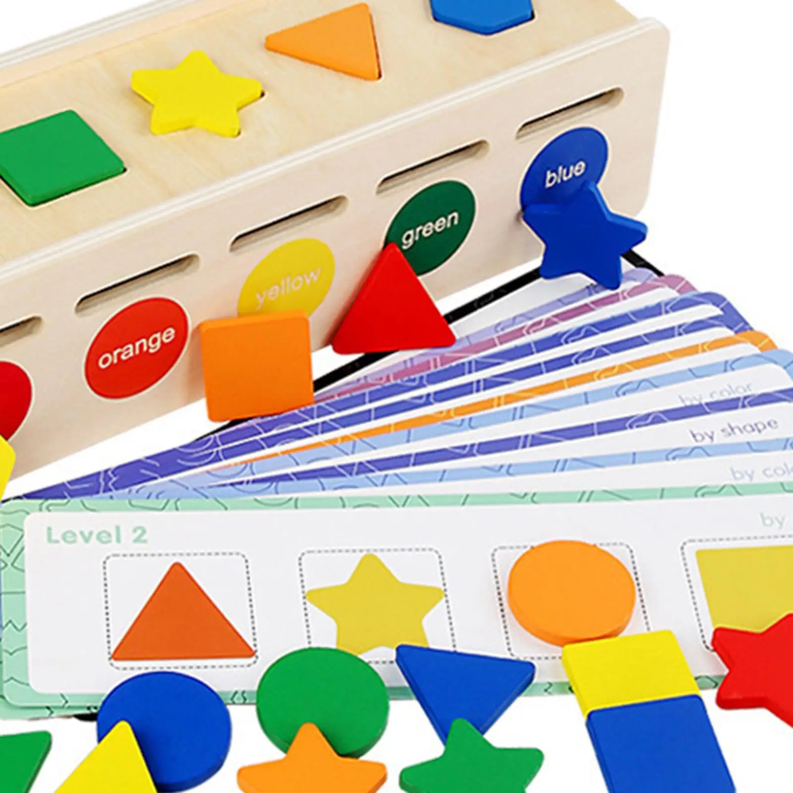 Wooden Shape Color Sorting Toy Educational Toy Fine Motor Skills Geometric Matching Blocks for Boys Girls Ages 2~4 New Year Gift