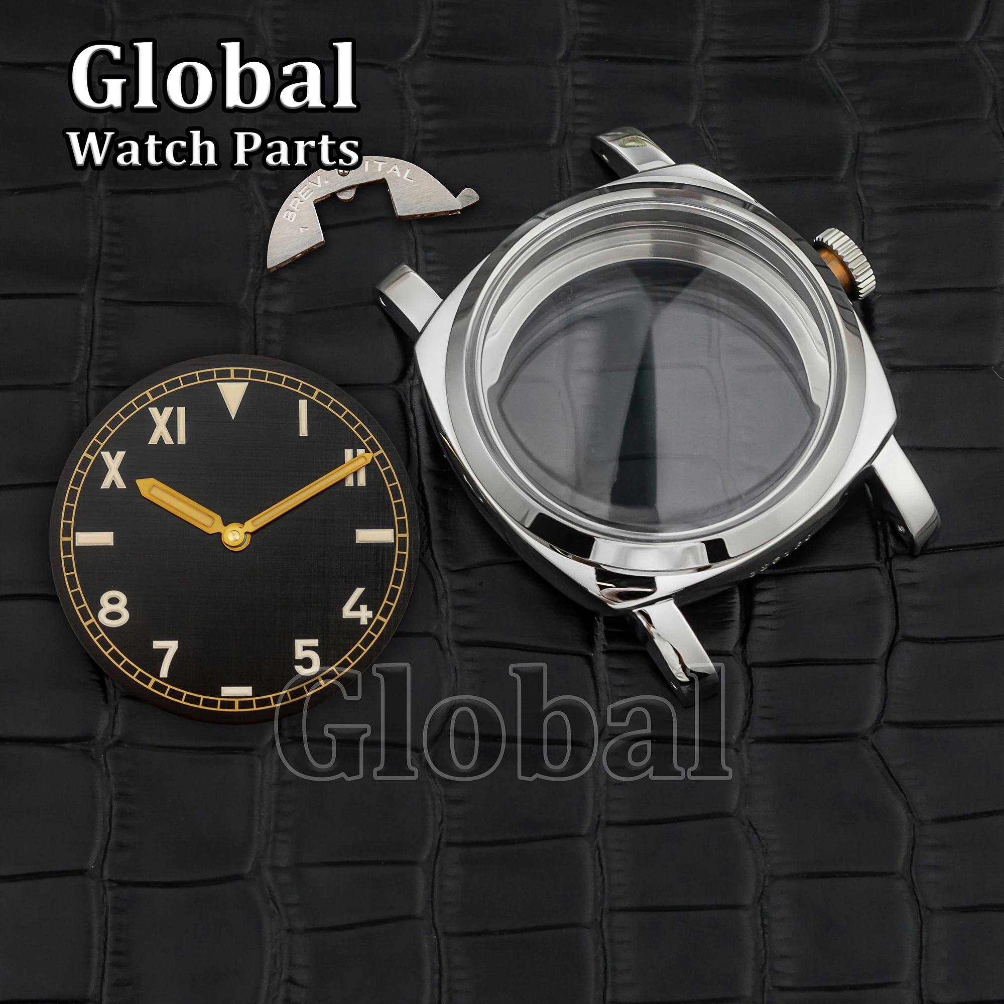 for PAM 6152 47mm Case 10ATM Waterproof Stainless Steel Watch Case Dial Luminous Hands Fit ETA 6497/6498/ST3600 Movement Parts