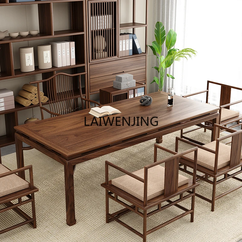 

SGF black walnut tea table and chair balcony new Chinese style home office tea table