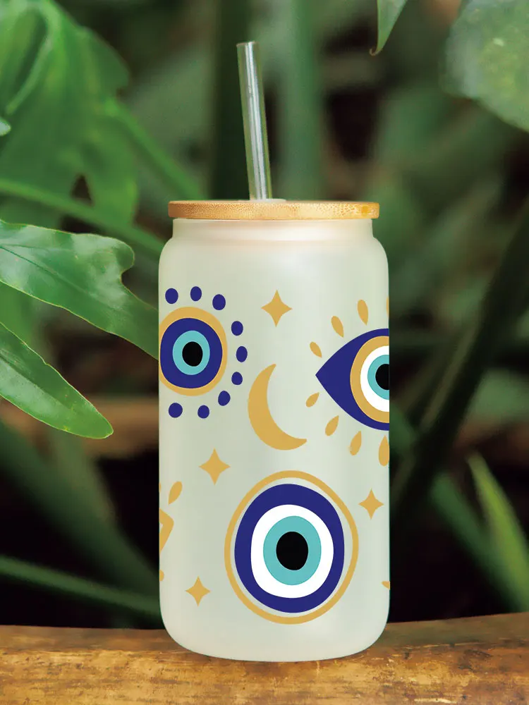 Cartoon Eye Uv Dtf Cup Wrap Iron On Transfer Stickers For Glass Cup 16oz Decoration D24900