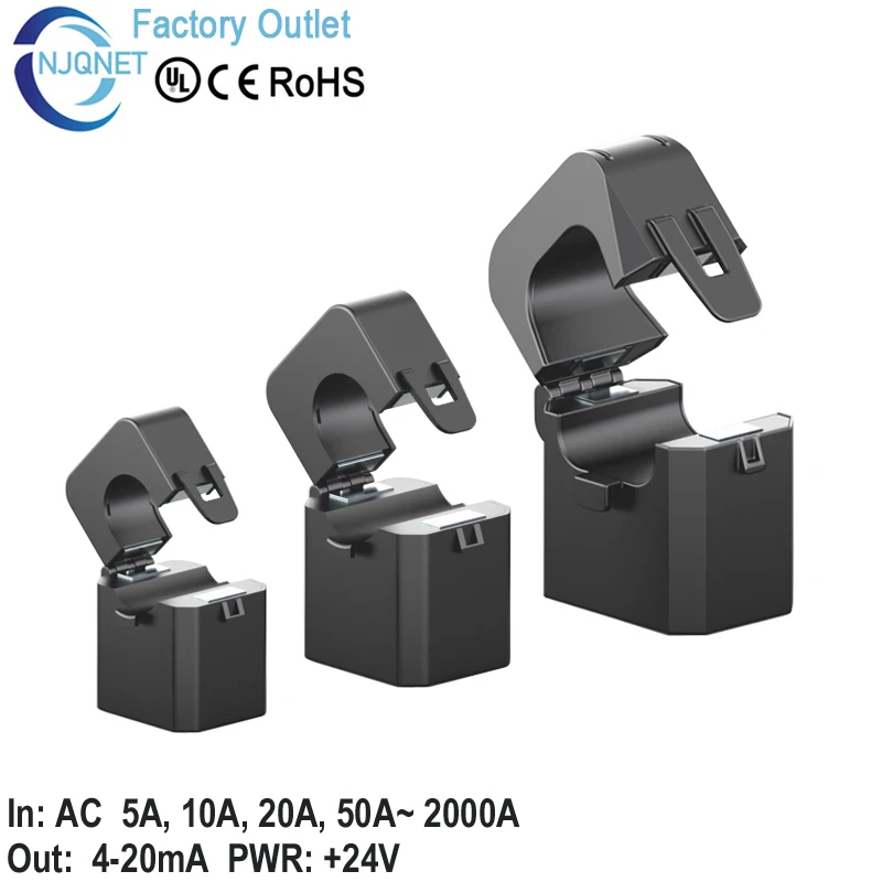 

Out 4-20mA In ac 50A 100A 200A 300A 400A QNDBK2-24 split core current transducer clamp current sensor transformer current ct