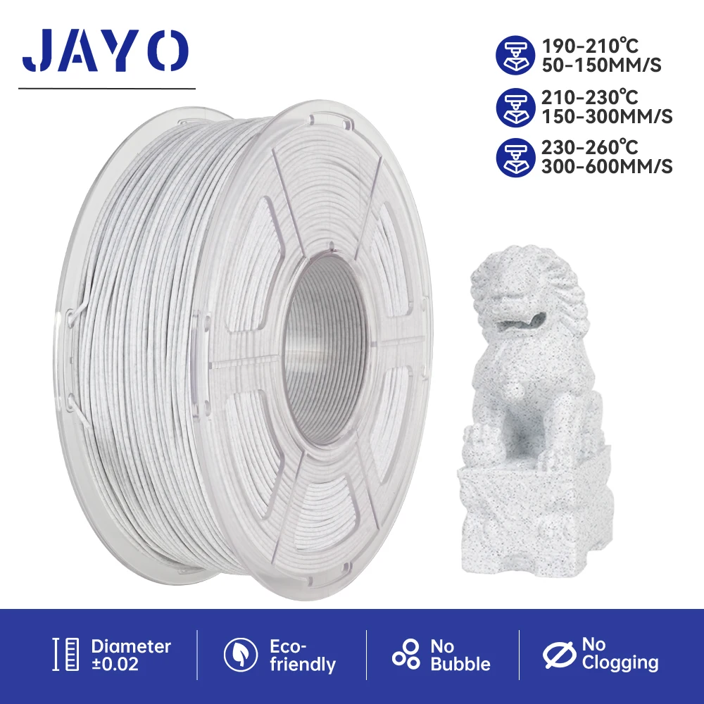 JAYO 3D-Drucker-Filament, Hochgeschwindigkeits-PLA, Marmor, 1 Rolle/1,1 kg, 1,75 mm Filament, umweltfreundliches Material für 100 % blasenfreie 3D-Drucker