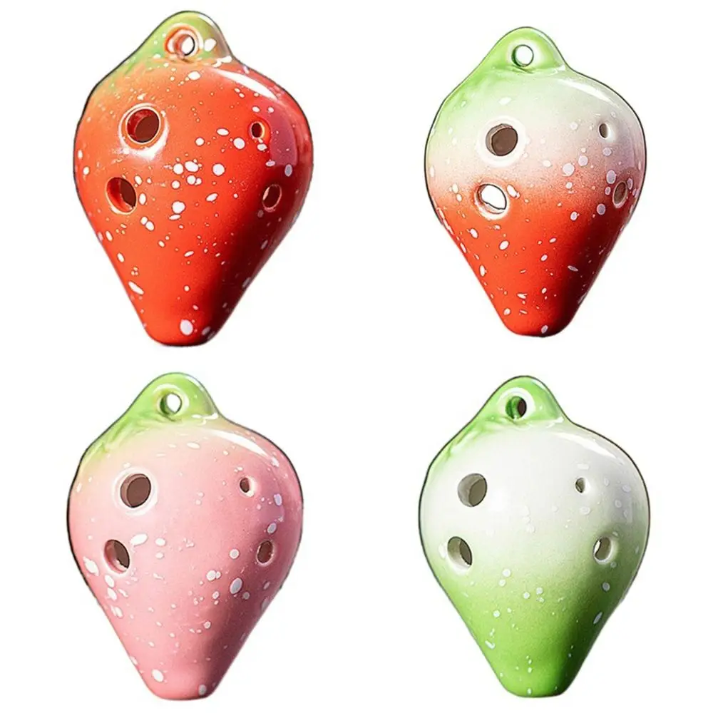 6 Hole Ocarina Cute Color Ceramic Strawberry shape C Tone Flute Wind Musical Instrument Portable Beginners Kids Music Instrument