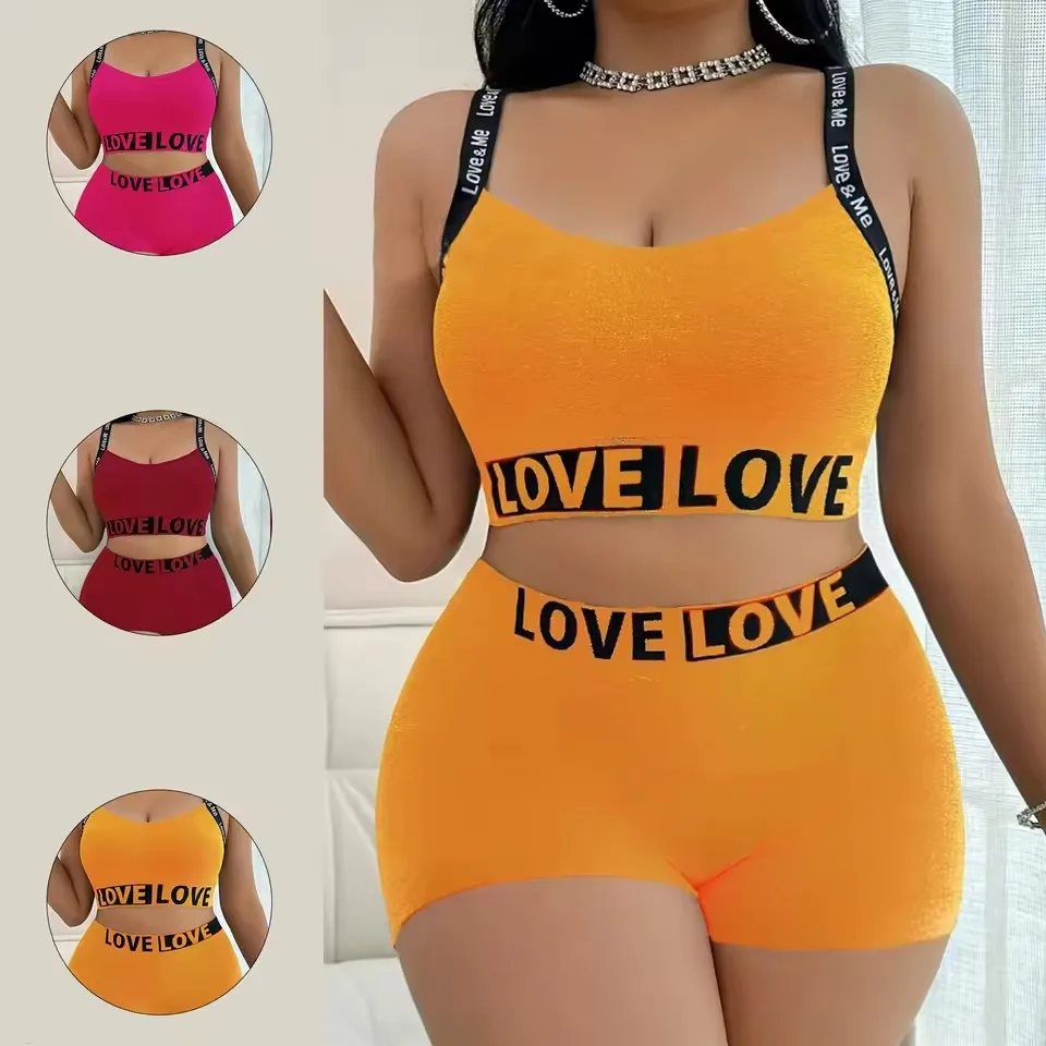 Sport Yoga 2 Pieces Set for Woman Letters Summer Sexy Beach Outfits Gym Set Pants Shorts Straps Y2K Sets Women Cheap Clothes