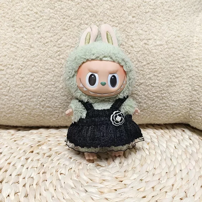 

17cm Labubu Doll Clothing Bow and Inverted Triangle Two piece Elegant Set - V1/V2/V3 Fashion Dress Doll Clothing Accessories