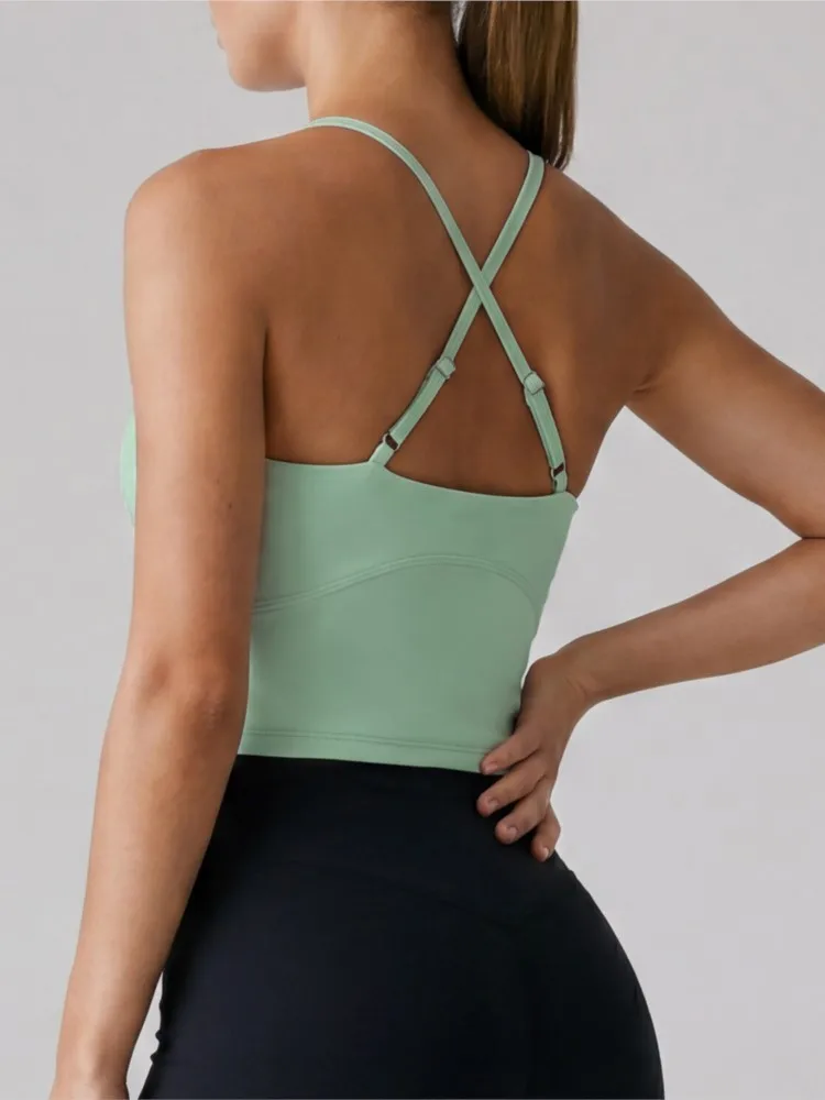Summer O-Neck Yoga Bra Women Color Blocking Sports Underwear Gym Top Shockproof Fitness Push Up Workout Sports Bra Yoga Crop Top