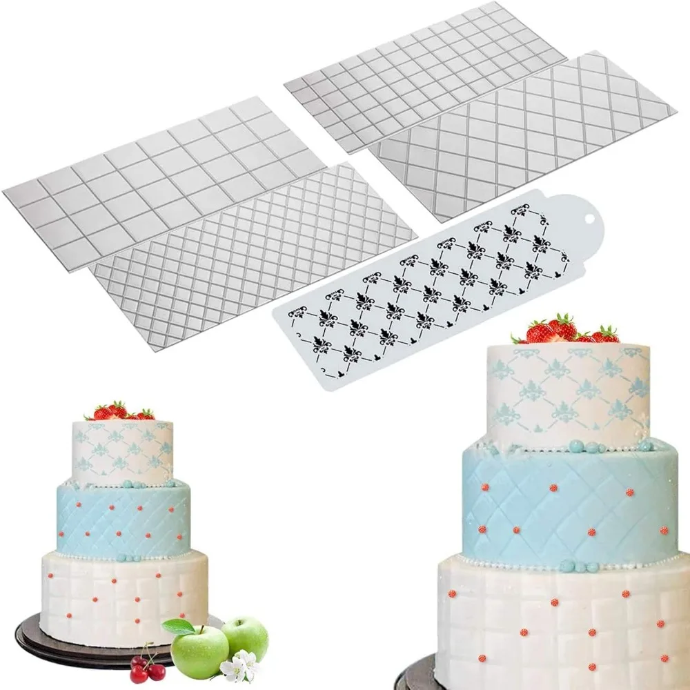 

Wedding Cake Stencil Template, 5 Pcs Cake Decorating Embossing Plastic Spray Floral Cake Cookie Fondant Side Baking Mes