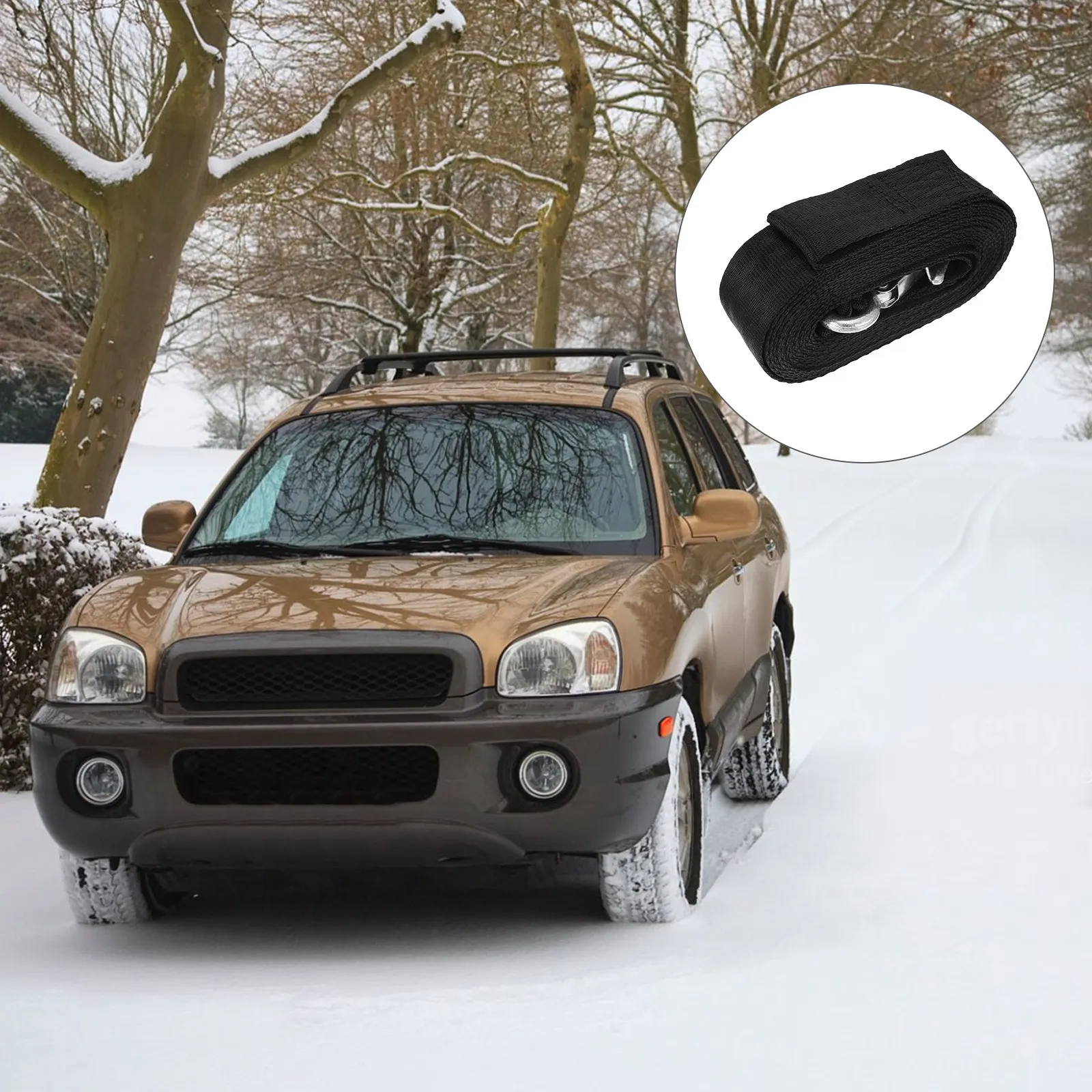 

1 шт. Сверхпрочный полиэстеровый ремень для лебедки со стальным крюком для прицепов, грузовиков, морских судов, буксировки, с функцией виброгашения, страховочный трос